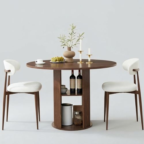 47-Inch Round Dining Table with Two Chairs