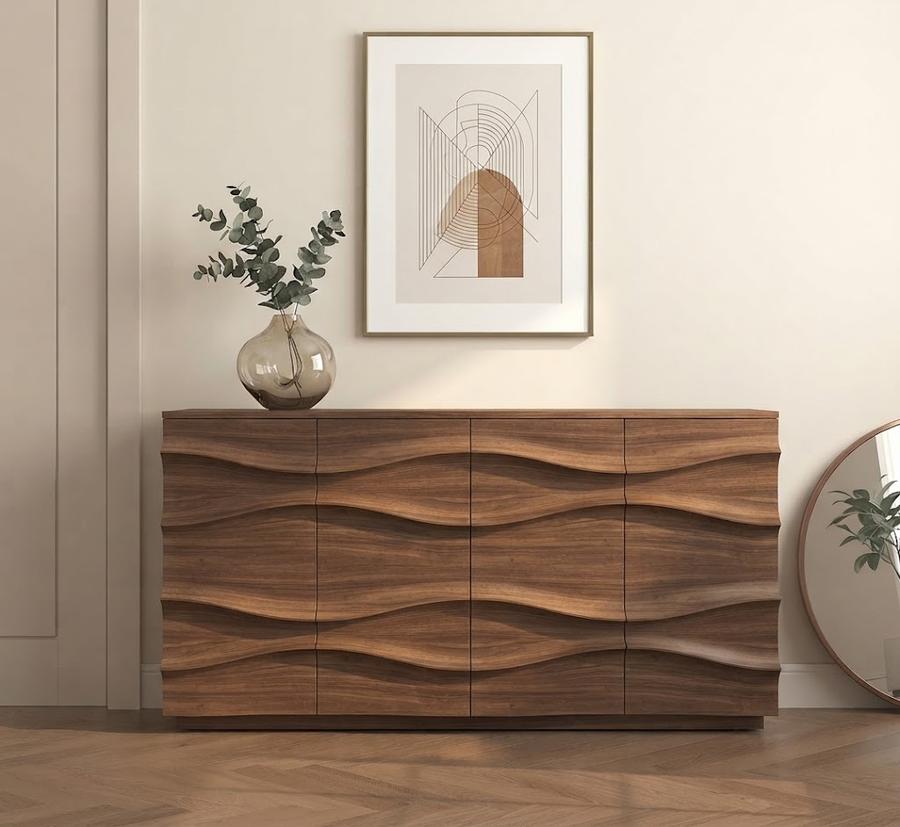 59-Inch Wavy Sideboard with Four Doors