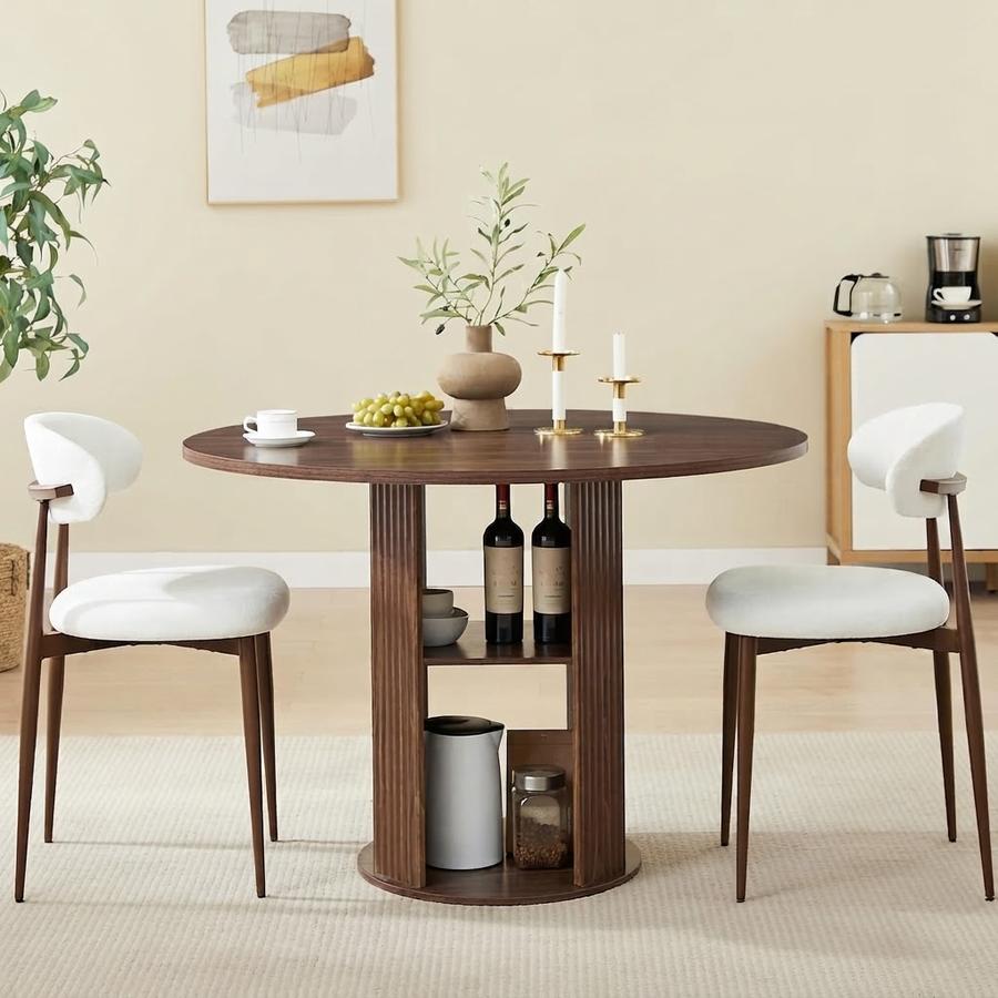 47-Inch Round Dining Table with Two Chairs